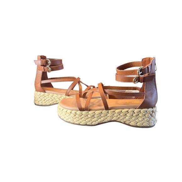 Sam & Libby Women's Iridessa Gladiator Espadrille Flatform tan Sandal 9 - Picture 3 of 7